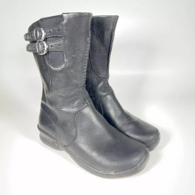 Keen Bern Baby Mid-Calf Boots Side Zip Black Leather Women's 6 / 36
