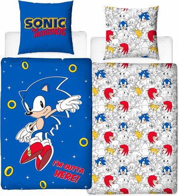 135 x 200 cm, 1 LKFFHAVD Sonic Parure de lit Avec housse de couette Parure de lit Anime Sonic pour enfant Parure de lit 