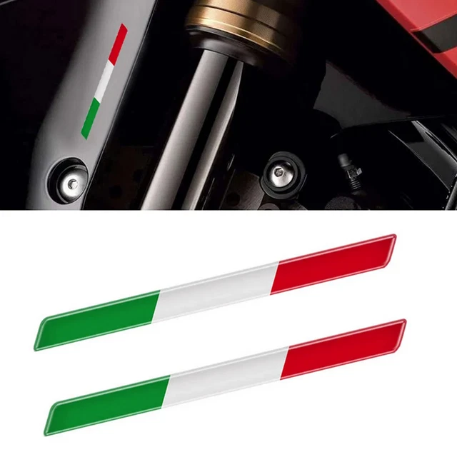 Autocollant 3D Drapeau Italie - 2 Pièces, Métal Résine, Couleurs Vives UV - Pour Voiture, Casque, Vitre