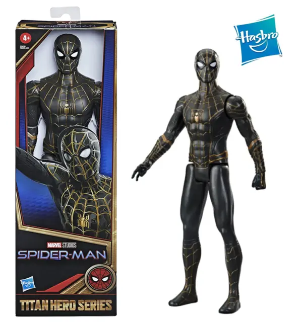 30cm Marvel Titan Hero Spider-Man Black And Gold Suit Action Figures Playset Toy