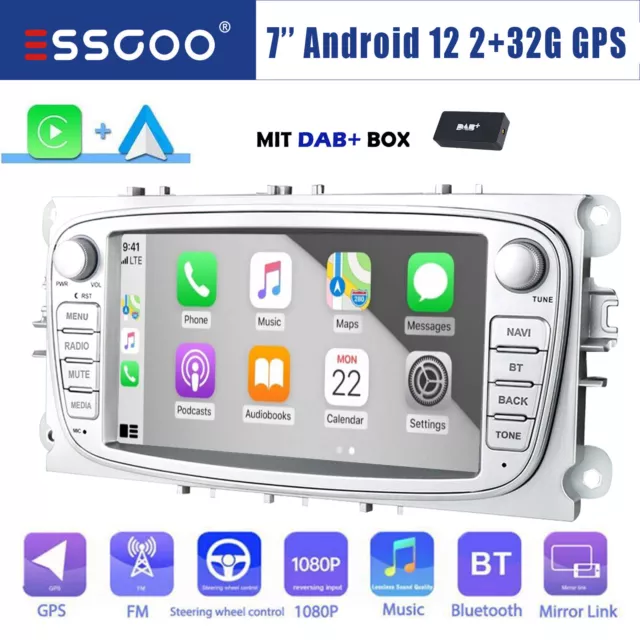 Android 12 Autoradio Carplay GPS 32G DAB+ Für Ford Focus Kuga S/C Max Mondeo MK4