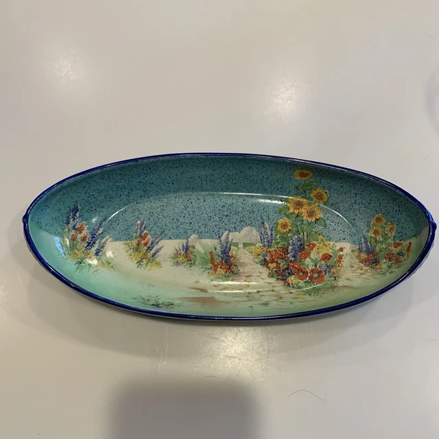 Vtg. Grimwades Royal Winton Ivory Hand Painted Oblong Serving Bowl 11"x5" 1930s