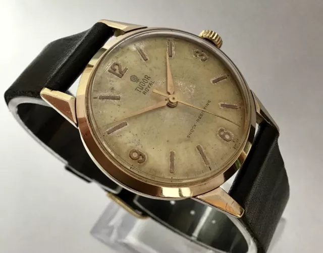 VINTAGE 1962 ROLEX TUDOR ROYAL 9ct GOLD GENTS MECHANICAL DRESS WATCH