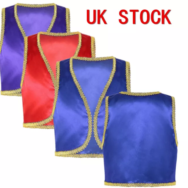 UK Freebily Kid Boy Arabian Prince Waistcoat Fairy Tale Vest Party Fancy Costume