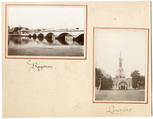 France, Bayonne et Lourdes, vues générales  vintage silver printEnsemble de 2