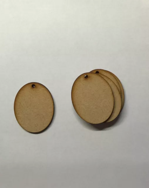 Wooden laser cut 3mm thick MDF 50mm and 75mm size oval key fob craft shape blank