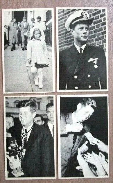 FOUR KENNEDY FAMILY PHOTOS - 6" x 3 1/4" PHOTO  WITH DESCRIPTION ON BACK -E10BE