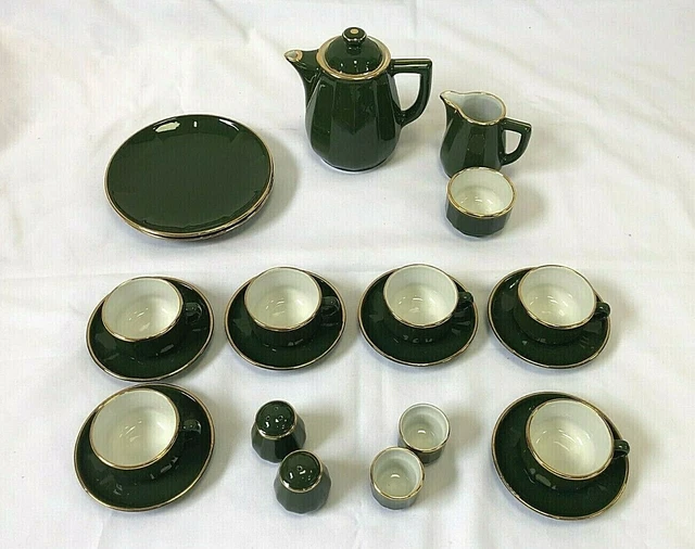 Apilco Green & Gold Coffee Set (Ref 45)