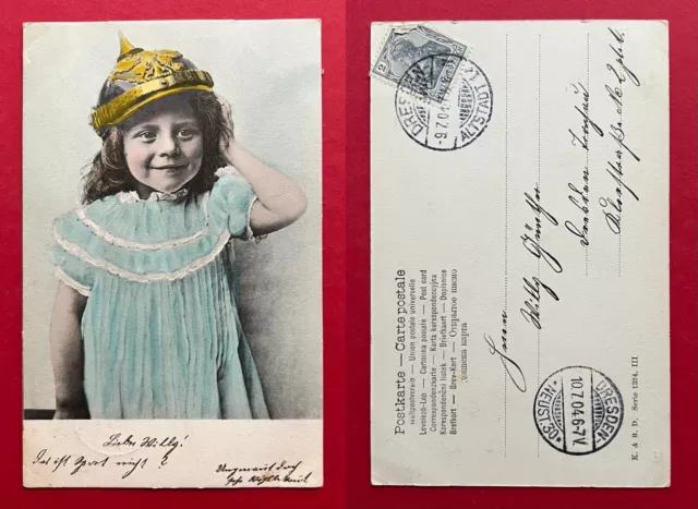 AK Kinder 1904 Mädchen mit Pickelhaube   ( 119227