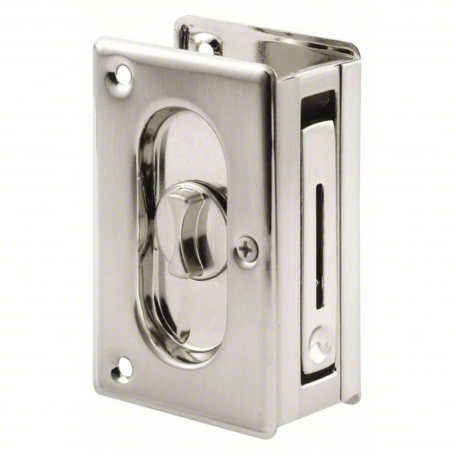 PRIME LINE Pocket Door Privacy Lock With Pull N 7367 Satin Nickel