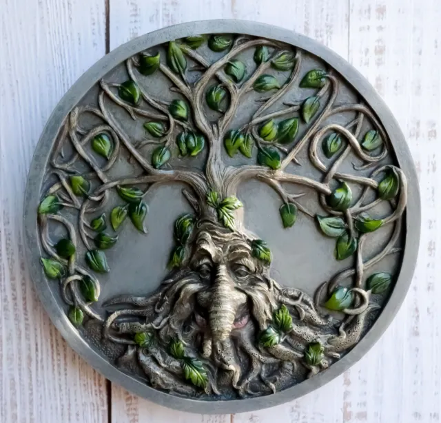 Celtic Tree Man Greenman Tree Of Life Round Wall Decor Plaque Medallion Figurine