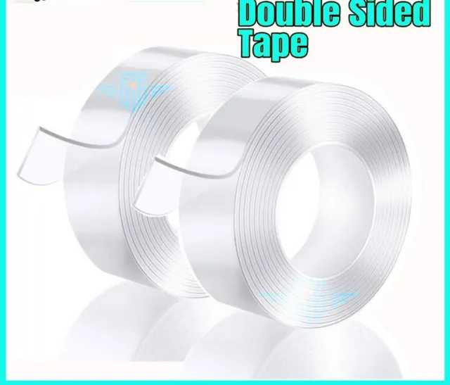 2pk Double-sided Grip Tape Traceless Washable Adhesive Tape Nano Invisible Gel