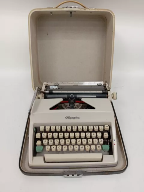 Vintage Olympia Typewriter Beige Western Germany Collectable With Case