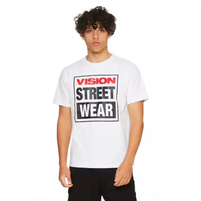 Vision Street Wear Mens Short Sleeve White Og Box Logo Tee T Shirt New With Tags 2