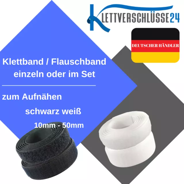 Klettverschluss Klettband/Haken/Flauschband zum Aufnähen in 10-50mm-extra Stark!