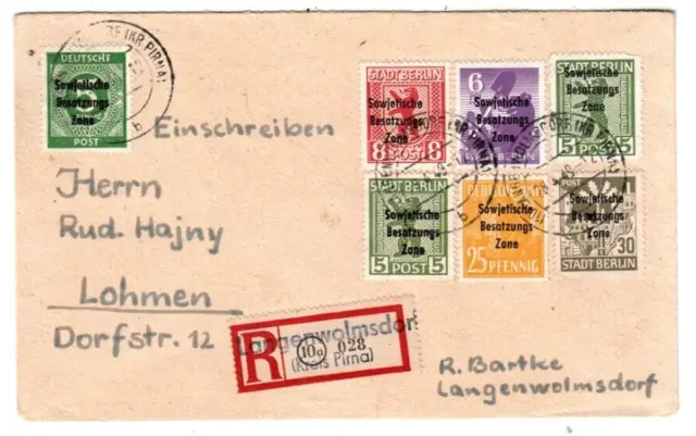 Thüringen R-Briefkuvert Weimar-Stuttgart. aptierter Ank. Stempel Stuttgart, 1946