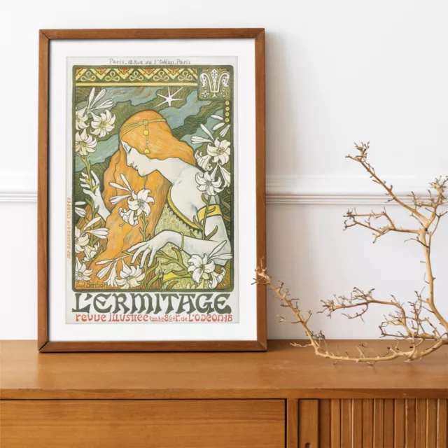 French Art Nouveau Advert Poster Retro Vintage Wall Art Print Art Deco Boho Love