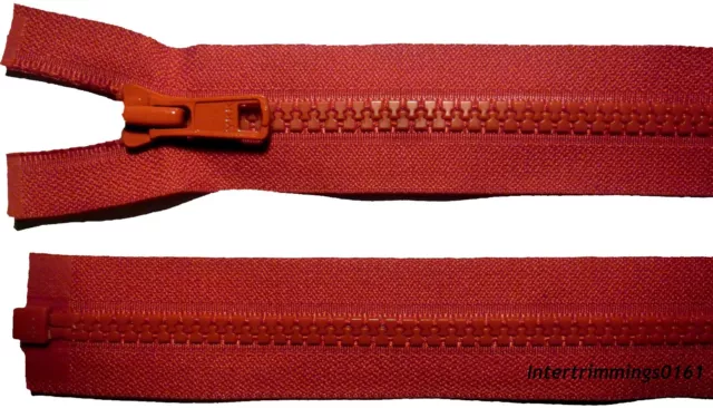 Cremalleras Ykk, Dientes De Plástico Rojos, Gruesos, Extremo Abierto, Entumecido 5, Talla 26"/66Cm, P&P Gratis