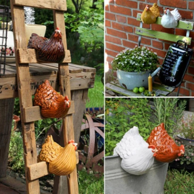 Clip Ladder Hen Resin Ornament Statues Funny Chicken Clamping Stair Figure Decor 2