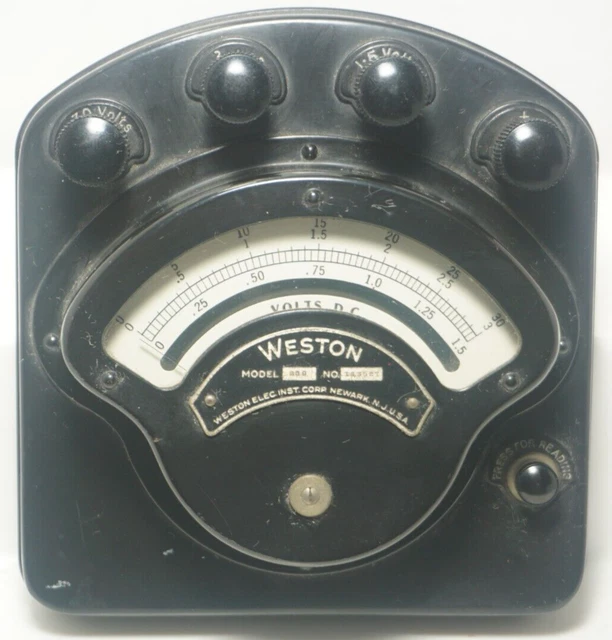 Vintage Weston Electrical Instruments Co Small DC 30 Voltage Amp Meter #280 #1