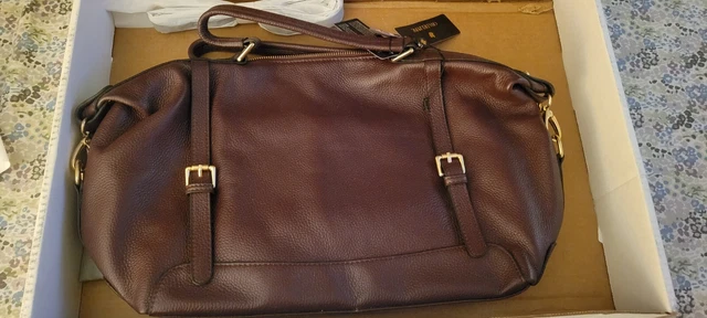 ORA DELPHINE Adele Leather Satchel Tote Bag Purse ~NEW w/ tags Eggplant Burgundy
