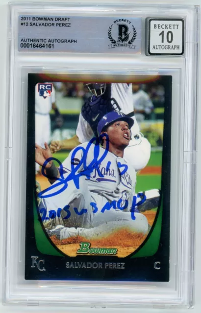 Salvador Perez 2011 Bowman Draft Signed RC #12 Auto Beckett 10 auto ws MVP inscr