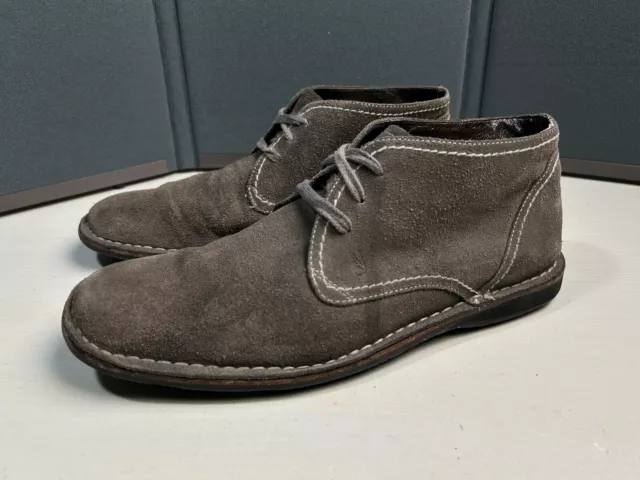 John Varvatos Men’s Size 10 Weathered Suede Chukka Boots Star USA Brown Gray