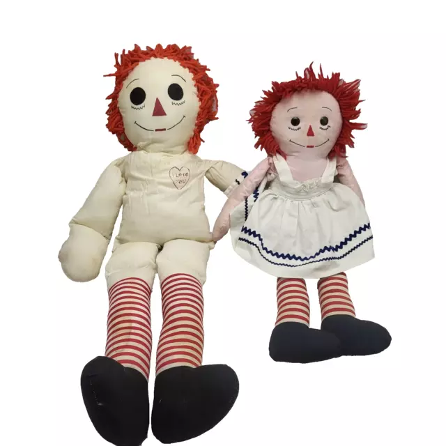Classic Raggedy Ann Vintage Dolls - Large Doll Bundle of 2