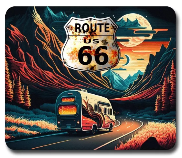 ROUTE 66 Road Trip American Highway ~ Mouse Pad / PC Mousepad ~ Retro USA Gift