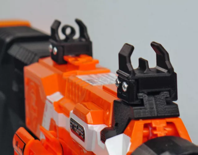 3D Printed Solid Bolt-On Trans Iron Sights for Nerf Dart Gun Blaster
