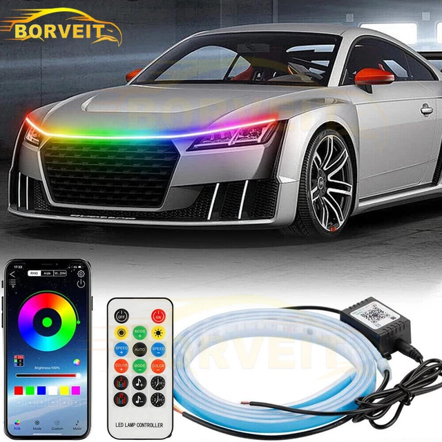 71in Car LED Hood Flowing Strip Light Engine Cover Trim Daytime Running Light