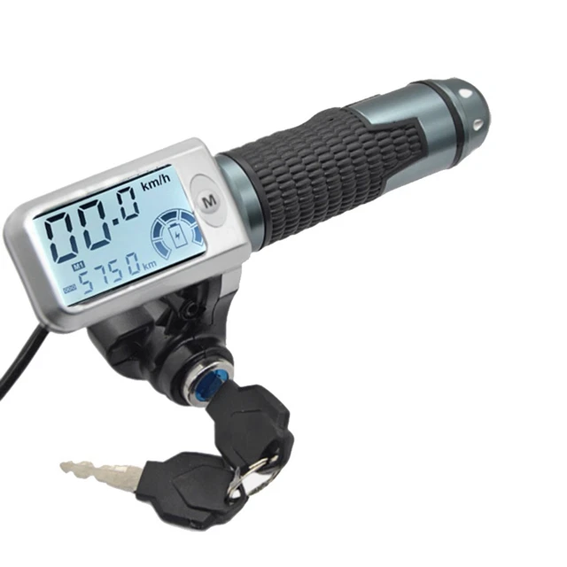 Produktbild von 5-Pin E-Bike Gasgriff Mit Power Lock – 24–72V, 22mm Lenker, 143mm Länge, Inkl. 2 Schlüssel (schwarz)
