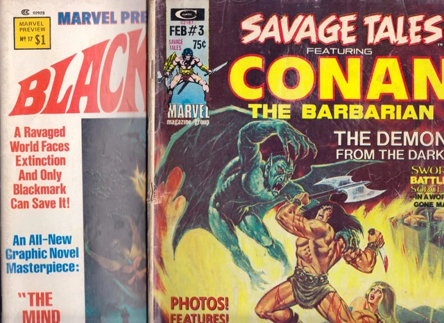 SAVAGE TALES #3 MARVEL PREVIEW #17 1973 GD VG lot Barry Windsor Smith Conan