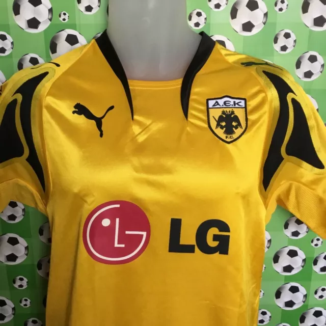 SMALL 07-08 AEK ATHENS Home Football Shirt