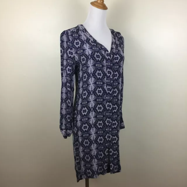 CHARLIE JADE Womens sz Small Multi Color Print Long Sleeve V Neck Button Dress