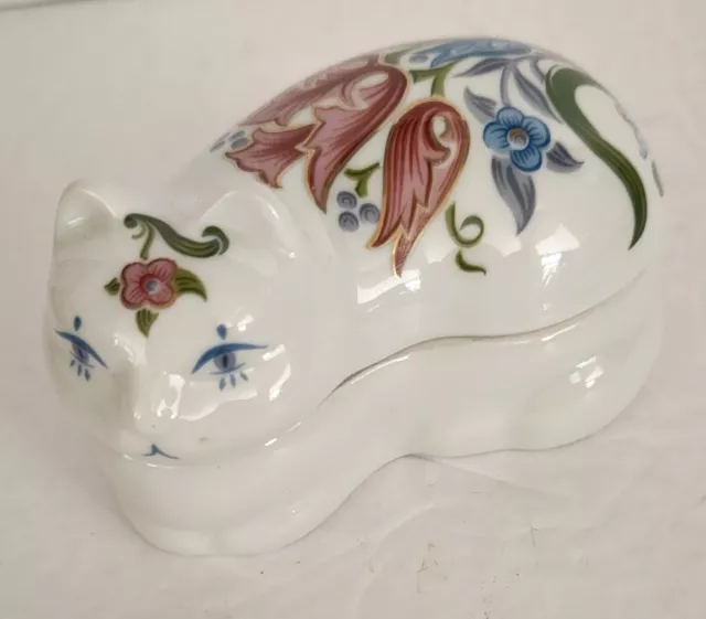 Vintage Elizabeth Arden Porcelain Floral Cat Candle Trinket Box Candle No Box