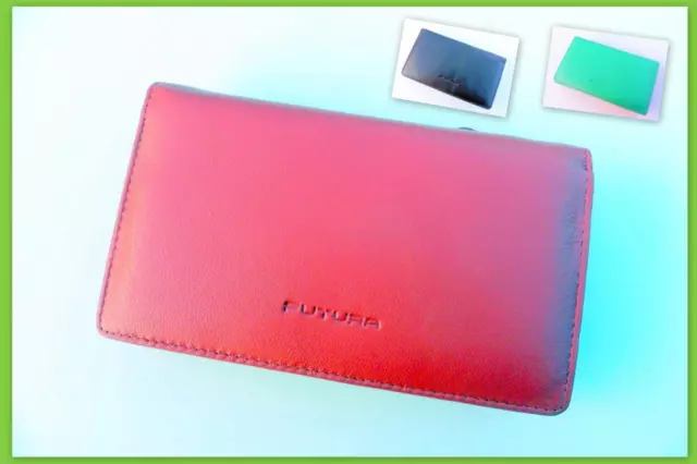 Futura RFID Women Leather Wallet Long Purse Trifold Clutch ID Card Holder RED