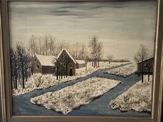 Odette Caly Frankreich Gemälde Öl Leinwand Schneeschmelze Le Dégel Winter 3