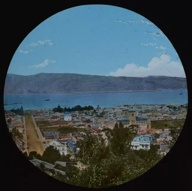 ANTIQUE Magic Lantern Slide DUNEDIN FROM HERIOT ROW C1890 PHOTO NEW ZEALAND