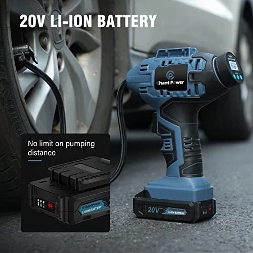 C P CHANTPOWER Tyre Inflator Air Compressor, 20V Cordless Car Tyre Pump
