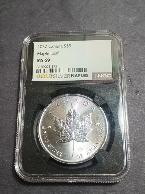 2022 CANADA S$5 Canada Maple Leaf .9999 Fine Silver Graded By Ngc
