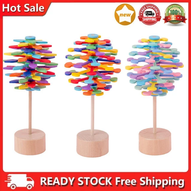 Wooden Helicone Rotating Lolly Toy Kids Stress Relief Inserted Educational Toys