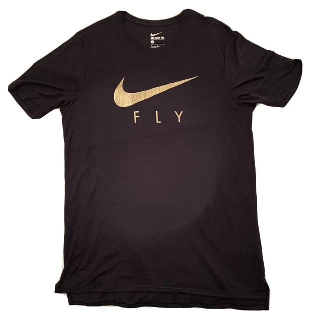NIKE FLY DROPTAIL T Shirt 806879 011 Black Gold Large L EUR 5 88