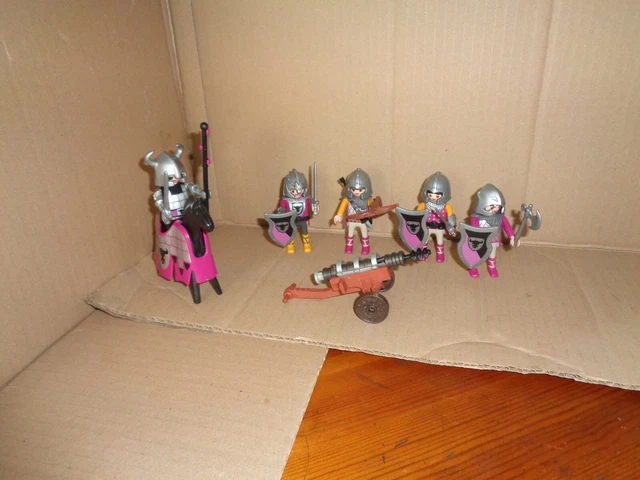 RARE PLAYMOBIL - lot 2 chevaliers avec leur cheval de combat EUR 35,00