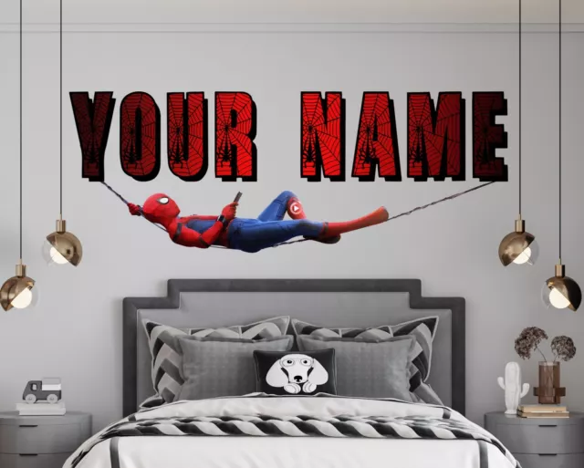 Spider-man Personalised Custom Name Decal Wall Sticker Superhero Decor Art 70