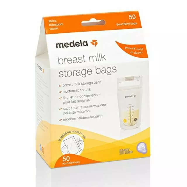 Juego de bolsas de almacenamiento de leche materna Medela 180 ml - paquete de 50 leche materna sin BPA
