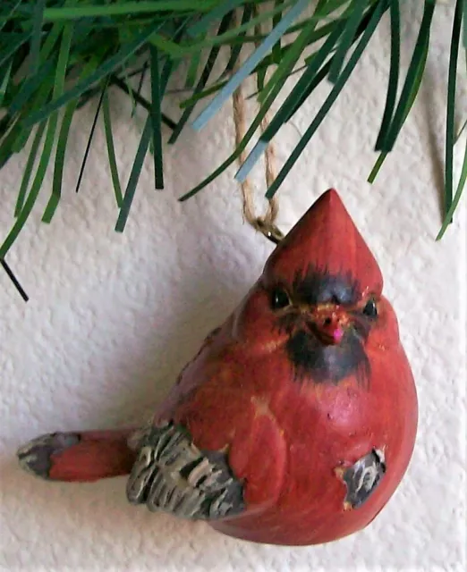 Chubby Little Red Cardinal Bird Ornament Holiday Christmas, 2” x 2.5” New