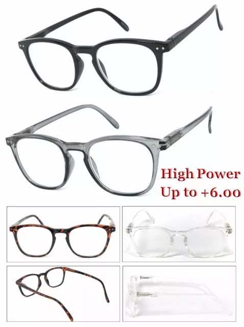 1 or 2 Pair Unisex Square Keyhole Frame Full Lens Reading Glasses +1.00 to +6.00