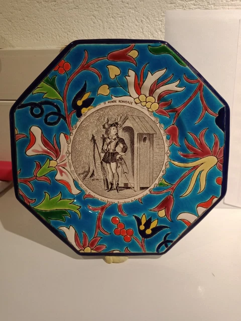 Assiette Octogonal En Emaux De Longwy / Humour Militaire
