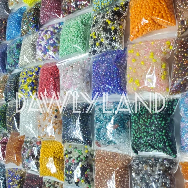 2lbs+ SEED BEADS BULK LOT • SOLID COLOR UNIQUE MIX GEMSTONE PEARL CRYSTAL etc